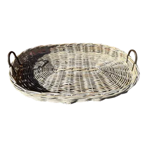 Large Rustic European Woven Wicker Tray