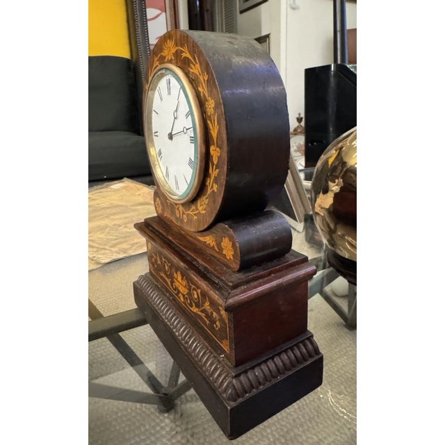 English Early 19th Century English Regency Desk Clock With Inlay For Sale - Image 3 of 10