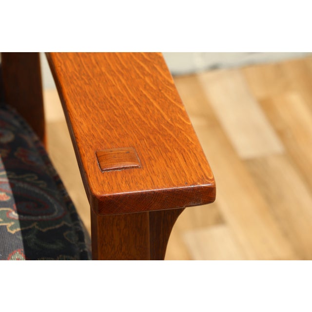 1940s Mission Style Solid Oak Rocking Chair | Arts & Crafts Wooden Rocker For Sale In Los Angeles - Image 6 of 18