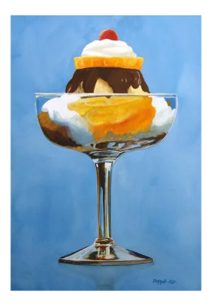Darrell Hill "Sundae Treat" Original Watercolor Painting on Paper Unframed