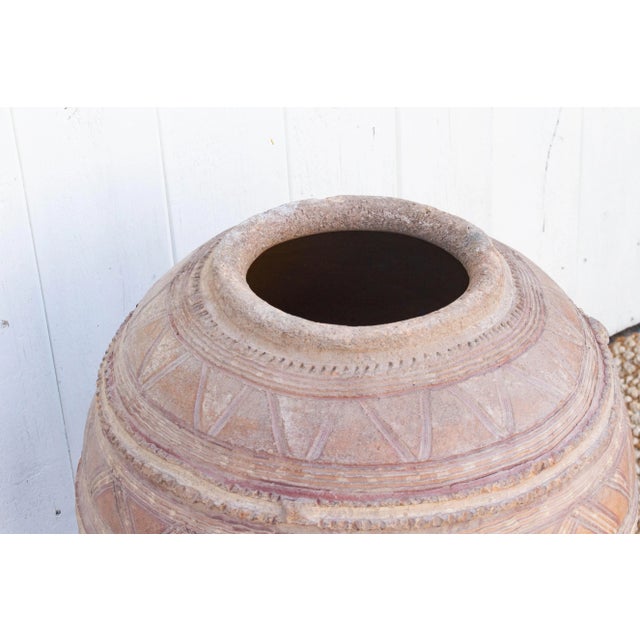 African Tall Painted African Clay Water Pot For Sale - Image 3 of 12