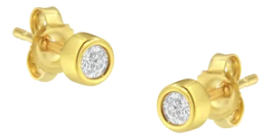 10K Yellow Gold 0.15 Cttw Round Brilliant-Cut Near Colorless Diamond Bezel-Set Stud Earrings (H-I Co