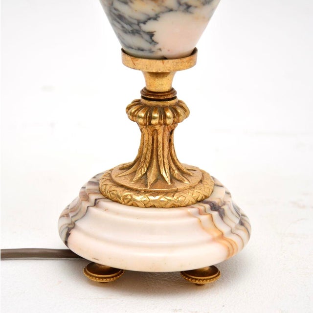 Cream Antique French Marble and Gilt Bronze Table Lamp, 1890s For Sale - Image 8 of 9