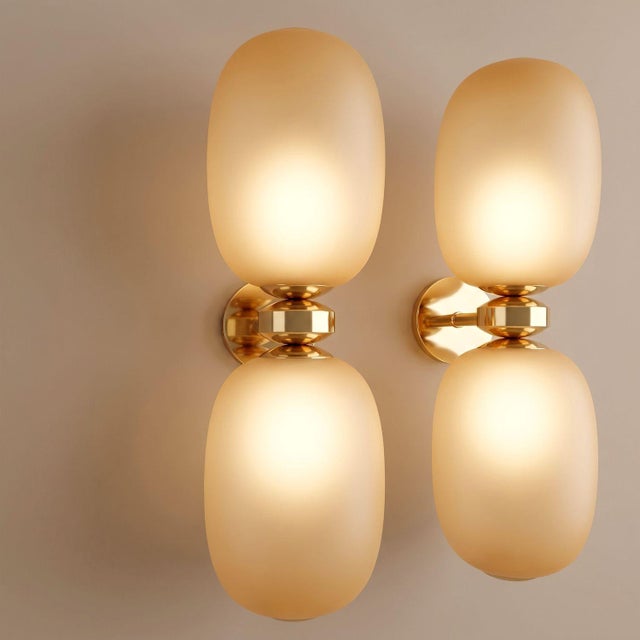 Mid-Century Modern Scandinavian Amber Mid Century Modern, Murano Glass Sconces - Pair For Sale - Image 3 of 9