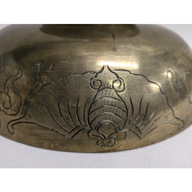 Metal Large Chinese Brass Bowl For Sale - Image 7 of 11
