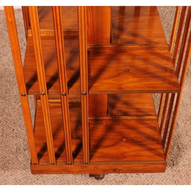 Revolving Bookcase in Yew Wood and Medallion, 1890s For Sale - Image 8 of 12