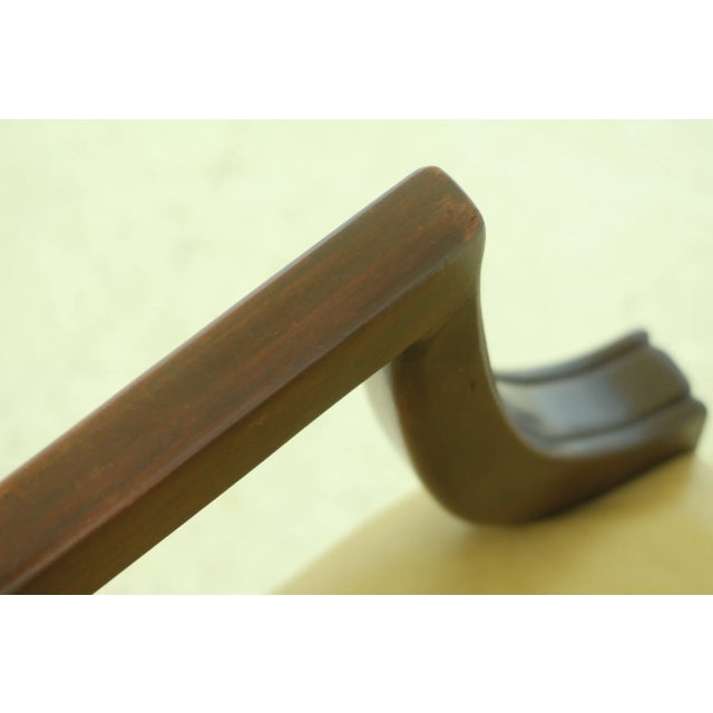 Wood Federal Style Solid Mahogany Leather Open Armchair For Sale - Image 7 of 10