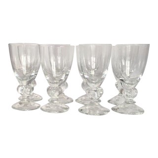 Mid-Century Clear Glass Ball Stem Liqueur Glasses - Set of 8 For Sale