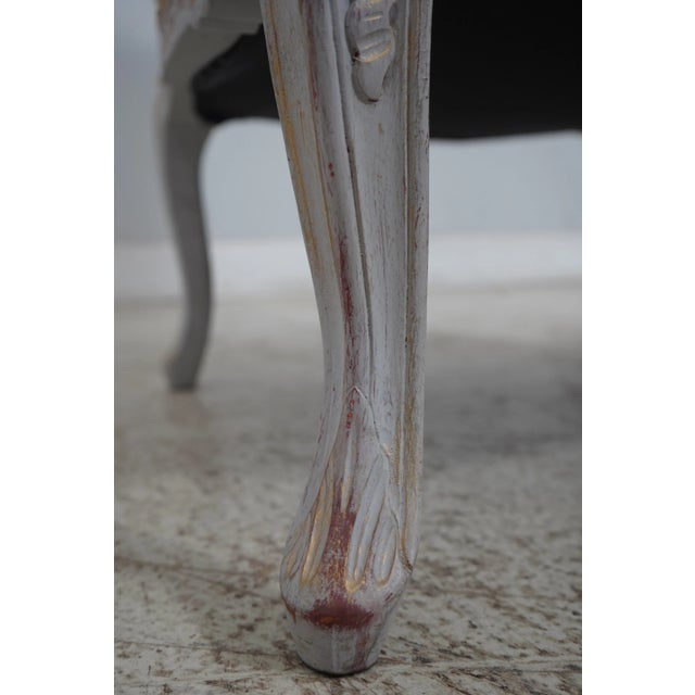 Pair Custom Paint Decorated French Louis XIV Style Arm Chairs For Sale - Image 10 of 12