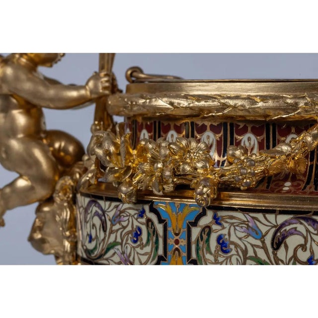 Antique French Ormolu, Champleve Enamel and Onyx Figural Centerpiece ...