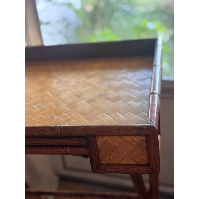 1970s Vintage 1970s British Colonial–style Faux Bamboo Tray Table. For Sale - Image 5 of 10