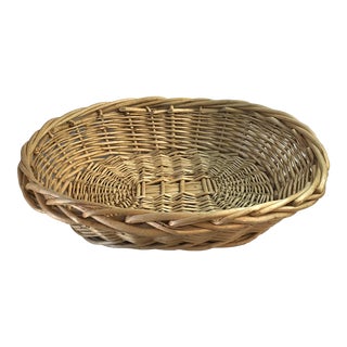 Vintage Wicker Oval Basket For Sale