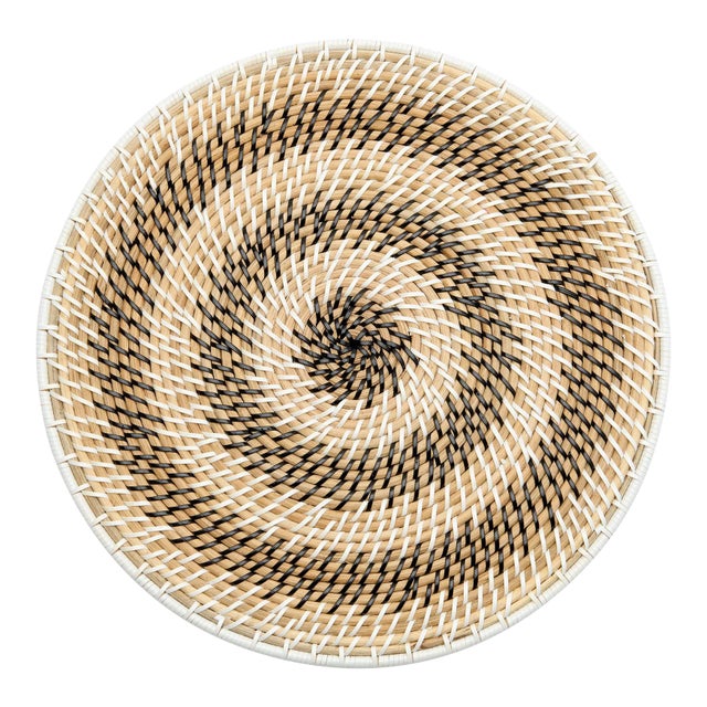 Deborah Rhodes Bullseye Rattan Placemat, Black, Set of 4 For Sale