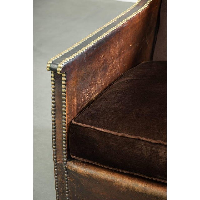 Art Deco Armchair in Velour and Decorative Nails For Sale - Image 9 of 15