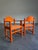 Vintage 1970’s Padova Arm Chair Pair by Hank Lowenstein. Orange stained and lacquered Beechwood frames with new designer...