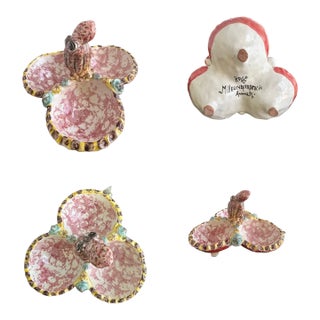 1950s Italian Majolica Octopus Serving Dish - Set of 4 For Sale
