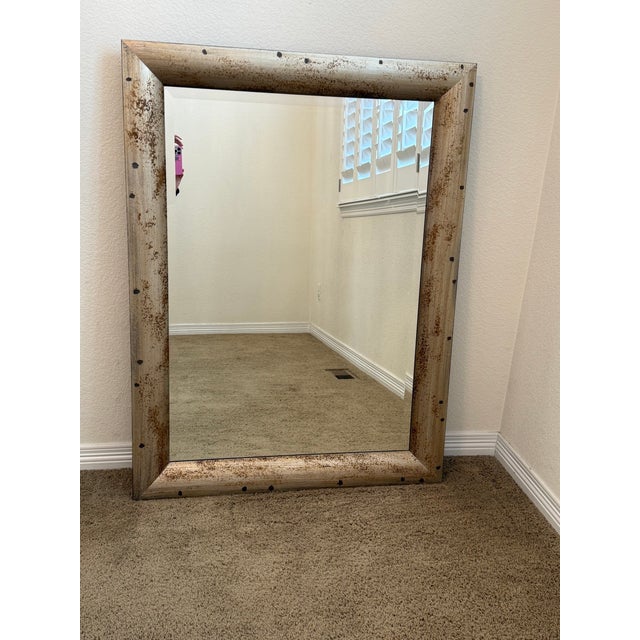 Transitional Ethan Allen Spotted Silver Leaf Mirror For Sale - Image 3 of 13