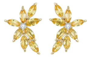 Nina Zhou Yellow Sapphire Diamond Small Cluster Earrings in 14k Gold-Set of 2