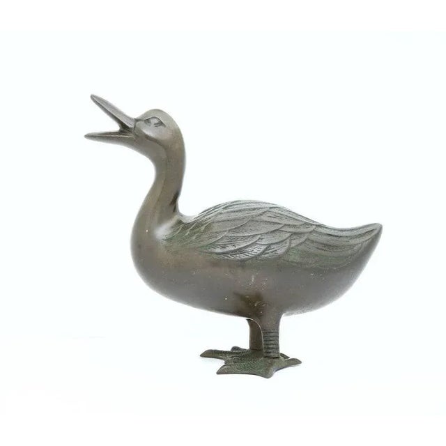 Vintage Large Brass Duck Figurine For Sale - Image 4 of 11