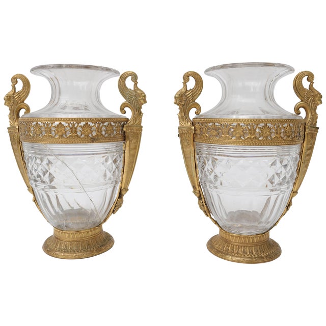Antique French Empire Style Vases - A Pair For Sale