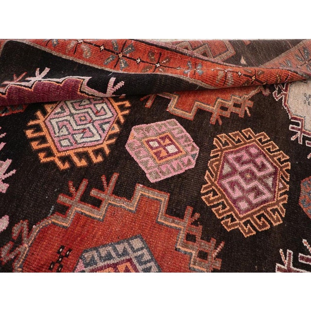 Charcoal Galerie Shabab Collection Mid-20th Century Handmade Turkish Anatolian Small Tribal Room Size Carpet For Sale - Image 8 of 8