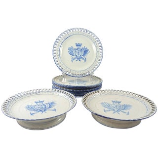 Late 19th Century French Faience Pottery Set by Galle Eight Plates & Two Compotes - Set of 10 For Sale