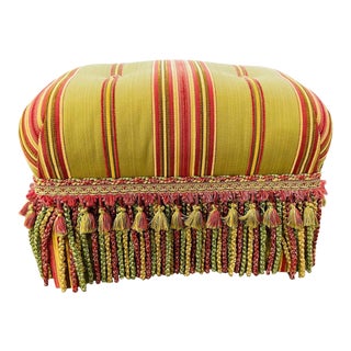 Hollywood Regency Upholstered Foot Stool or Ottoman For Sale