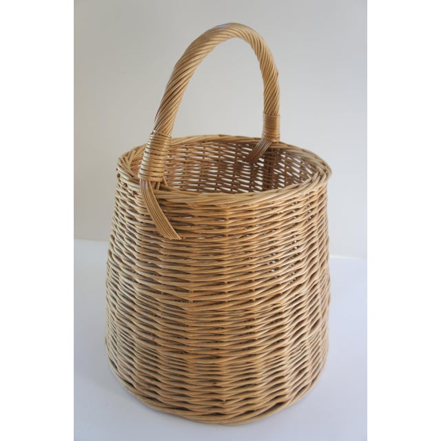 Extra Large Vintage Handwoven Rattan Round Basket With Handle Chairish
