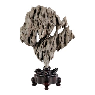 Chinese Scholar Ying Stone on Stand with Collector Seal For Sale