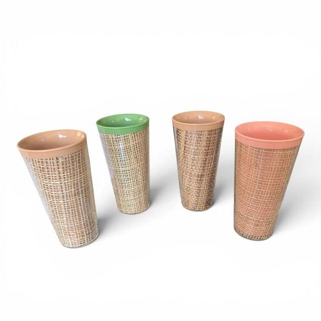 Mid Century Modern Raffia Wrapped Acrylic Drinking Cups- Set of 4 For Sale - Image 15 of 16