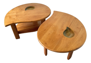 Elm Drop Coffee Tables, 1970s, Set of 2