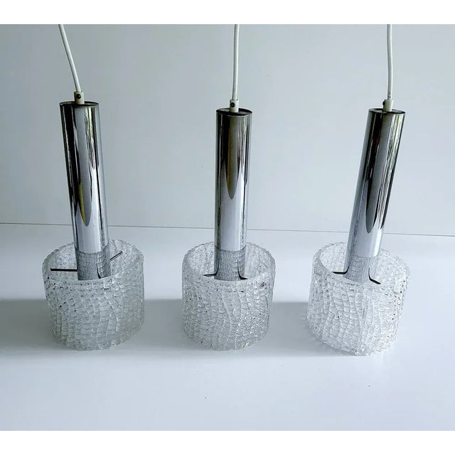 Vintage Glass Pendant Lights from Kalmar, 1970s, Set of 3 For Sale - Image 13 of 14