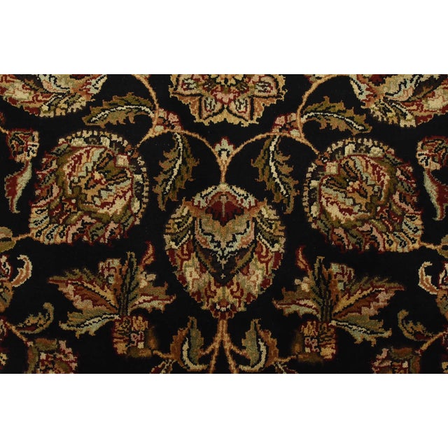 Agra Rug 9’2” X 12’1” Black Wool Traditional Hand-Knotted Oriental Carpet For Sale - Image 9 of 14