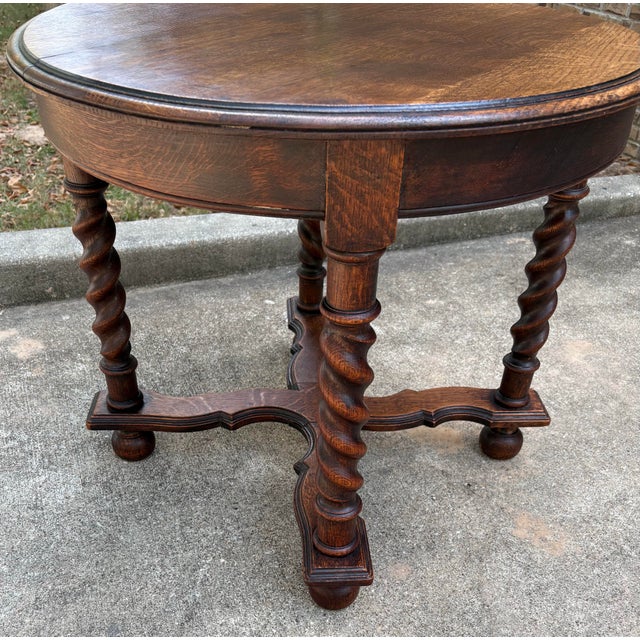 Vintage English Barley Twist Round Side Table For Sale In Dallas - Image 6 of 11