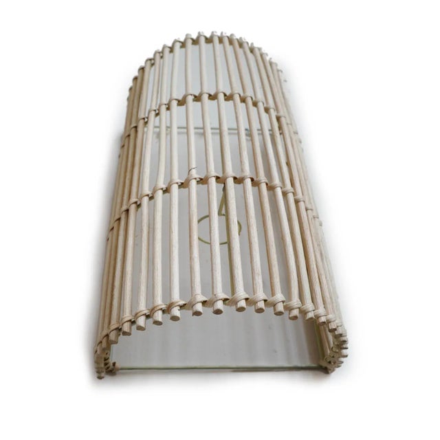 Raw Wicker Stick Coastal Modern Wall Sconce For Sale - Image 4 of 5