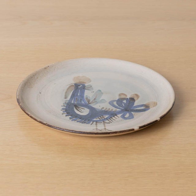 French Mid 20th Century French Ceramic Painted Rooster Plate by Gustave Reynaud For Sale - Image 3 of 10