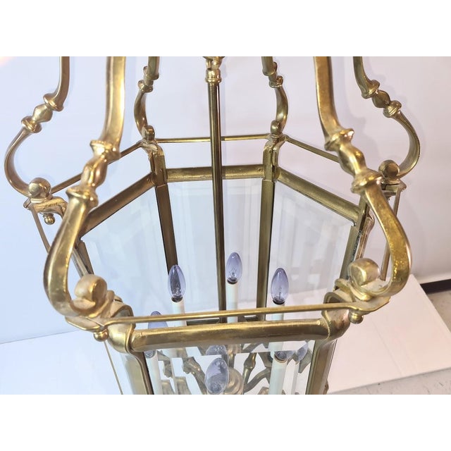 Very Large Old Regency Brass Lantern Early 1900 English For Sale - Image 12 of 14