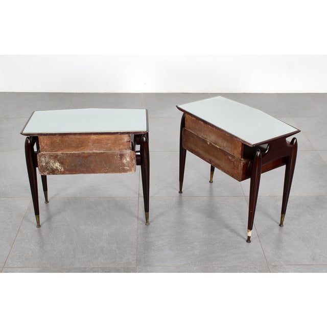 Mid-Century Modern Dassi Wood and Glass Nightstands, 1950s, Set of 2 For Sale - Image 6 of 18