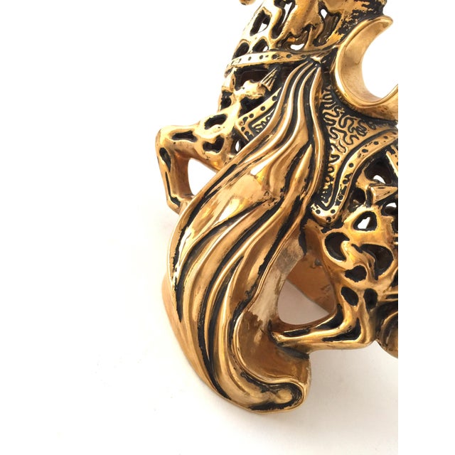 Gold Vintage Mid-Century Gold Ceramic Signed Horse For Sale - Image 8 of 13