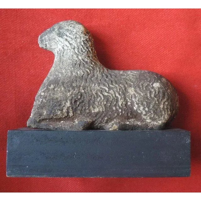 19th Century 19th Century American Folk Art Carved Stone Lamb Sculpture For Sale - Image 5 of 11