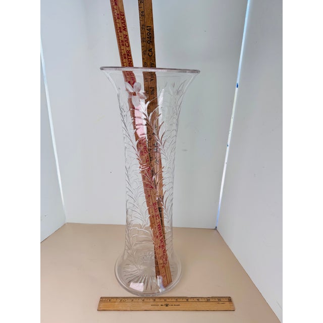 Glass Antique Crystal Glass Floor Vase For Sale - Image 7 of 7