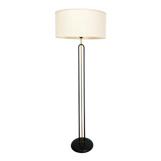 Brass & Black Mid Century Floor Lamp For Sale