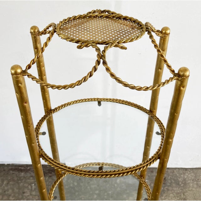Vintage Italian Gold Gilt Rope 3 Tier Etagere Display For Sale In Kansas City - Image 6 of 10