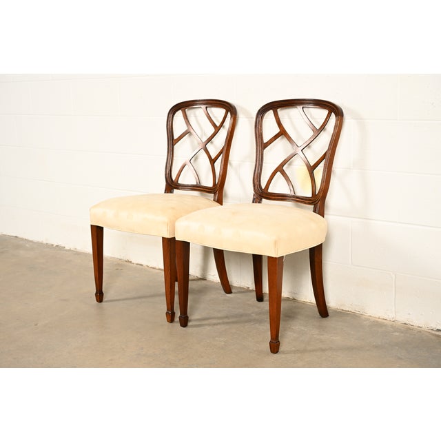 Kindel Furniture Kindel Furniture Federal Carved Mahogany Side Chairs or Dining Chairs, Pair For Sale - Image 4 of 15