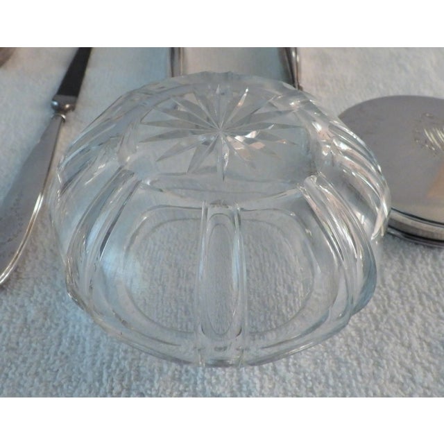 Silver Antique 1888-1910 Art Deco La Pierre Sterling Silver Dresser Set Hand Mirror Brushes Jars - Set of 10 For Sale - Image 8 of 13