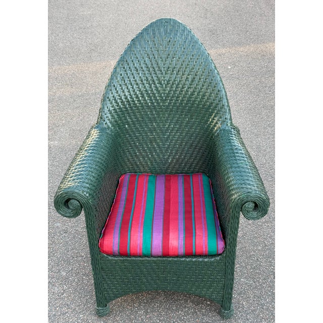 Vintage Green Wicker Style Chair For Sale - Image 13 of 13
