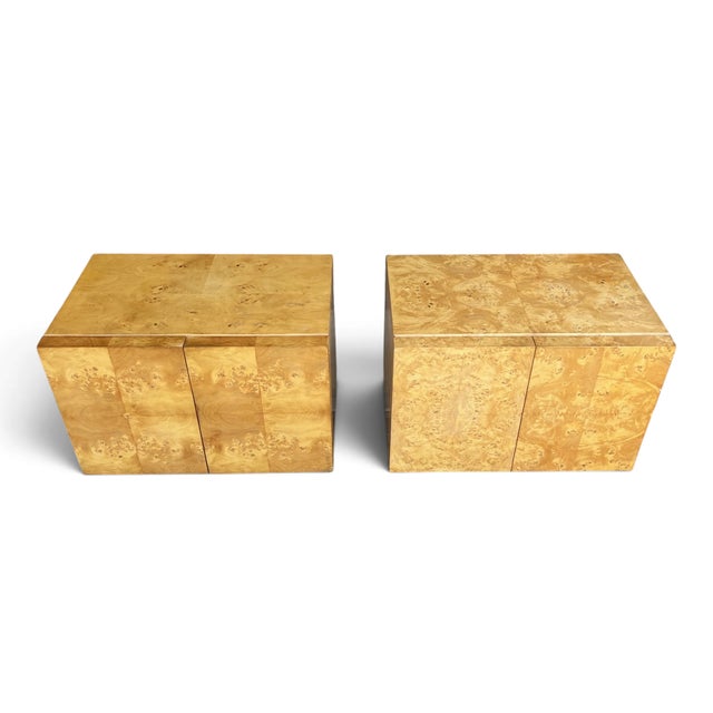 Mid-Century Modern Circa 1970s Burl Wood Nightstands After Milo Baughman – A Pair For Sale - Image 3 of 12