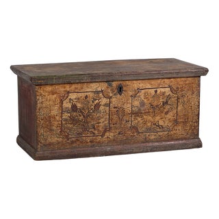 Antique Wood Gilt Colored Trunk, 1846 For Sale