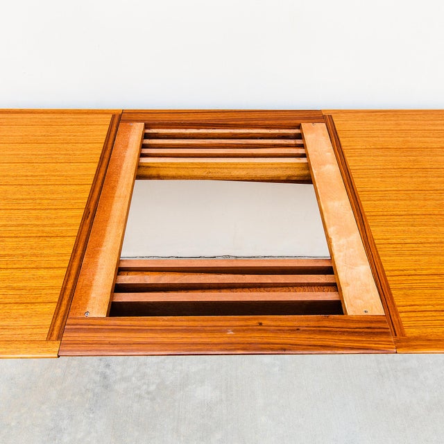 Mid-Century Modern Restored 1950s French Mid Century Modern Mahogany Extension Dining Table For Sale - Image 3 of 15