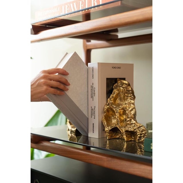 Lotus Brass Bookstands by Maeve, Set of 2 For Sale - Image 6 of 10